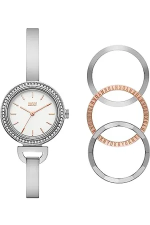 DKNY Women Analog Quartz Watch with Stainless Steel Strap NY6675SET