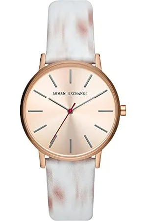 Armani Exchange Watch for Women , Quartz Three Hand movement, 36MM Rosegold Stainless Steel case with a Leather strap, AX5588