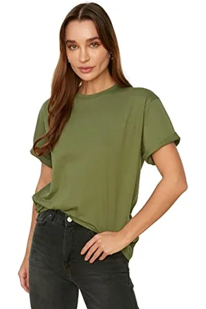 Trendyol FeMan Basics Boyfriend Basic Crew Neck Knit T-Shirt