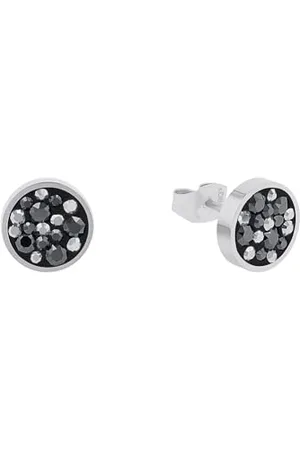 QS by s.Oliver Stud earrings stainless steel woman earrings, with crystal, 1 cm, silver, comes in jewelry gift box