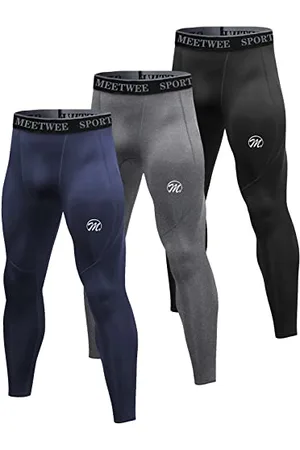 MEETWEE Mens Compression Leggings, Running Tights Cool Dry Base Layer Bottom Sports Pants for Workout Training Jogging