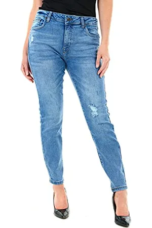 M17 Women’s Ladies Knee Ripped Denim Jeans Skinny Fit Classic Casual Cotton Stretchy Trousers Pants with Pockets (30W, ), 5056242842361