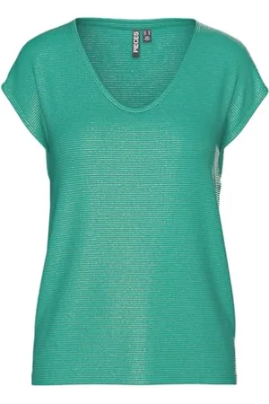 Pieces® Billo Lurex Short Sleeve V Neck T-shirt S