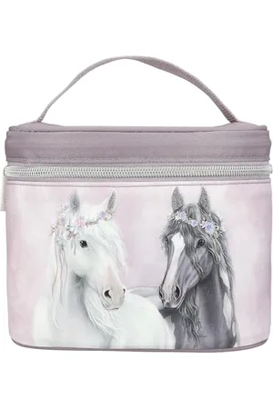 Depesche Miss Melody Fantasy Horse 13189 Toiletry Bag in Lilac with Horses and Flowers Design with Carry Handle and Mesh Pocket