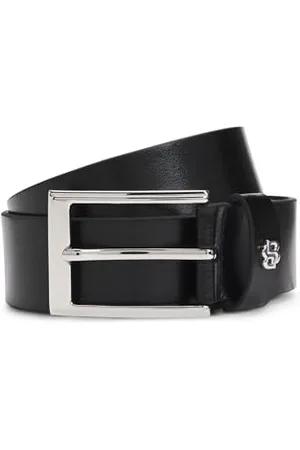 HUGO BOSS Mens Emal-B Sz35 Italian-leather belt with Double B monogram keeper