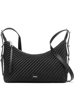 DKNY Women Zita Crossbody Handbag, Black/Silver, Medium