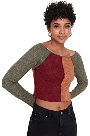 Trendyol Damen Slim fit Basic Boat Neck Knit Blouse