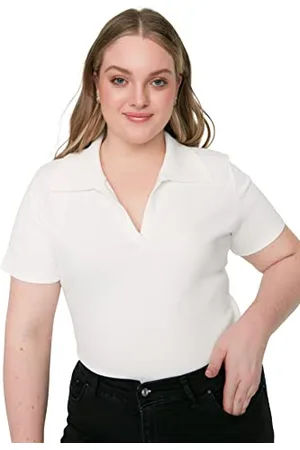 Trendyol FeMan Plus Size Regular fit Basic Polo Neck Knit Plus Size Blouse