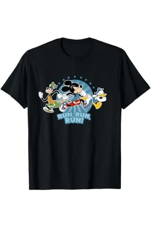 Disney Mickey Goofy and Donald Run Run Run! Marathon Running T-Shirt