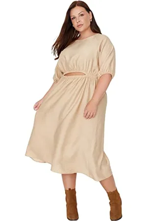 Trendyol Women Plus Size Midi A-line Regular fit Woven Plus Size Dress