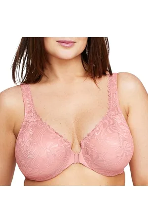 Glamorise Full Figure Plus Size Wonderwire Front-Closure Stretch Lace Bra Underwire #9245