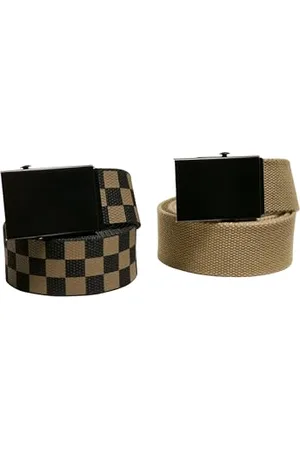 Urban classics Check and Solid Canvas Belt Pack of 2, , L/XL