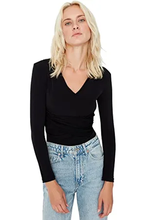 Trendyol Women Straight Shirred/Draped detailed Knitted Bodysuit