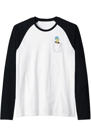 Disney Pinocchio Jiminy Cricket Faux Pocket Raglan Baseball Tee