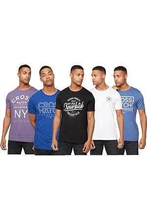 Crosshatch 5Pack Mens Premium Printed Half Sleeve Crew Neck T-Shirt(S,FLOMAX/ASSTD)
