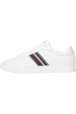 Tommy Hilfiger Women’s Leather Runner Trainers, White (Ecru), 7