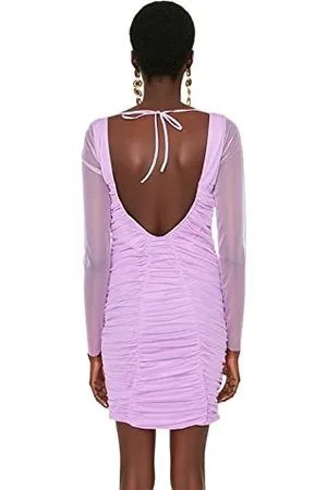 Trendyol Women Glam Mini Bodycon Fitted Knit Dress