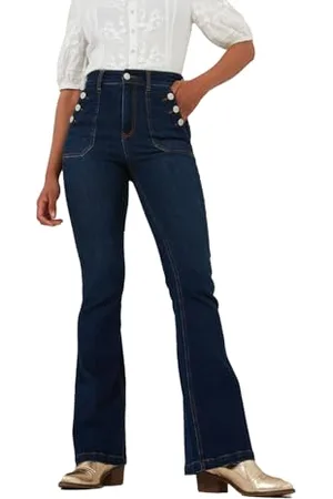 Joe Browns Womens Vintage Wash High Waisted Button Pocket Jeans, , 16 UK