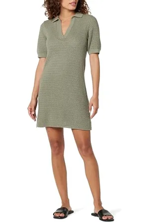 THE DROP Melia Collared Crochet Micro Mini Dress, , XXL
