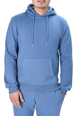 M17 Mens Pullover Hoodie Casual Hooded Sweatshirt Hoody Top Jumper Classic Plain Jacket Long Sleeve with Pocket (XL, Denim)