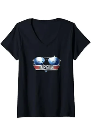 Top Gun Womens Aviator Sunglasses Reflection V-Neck T-Shirt