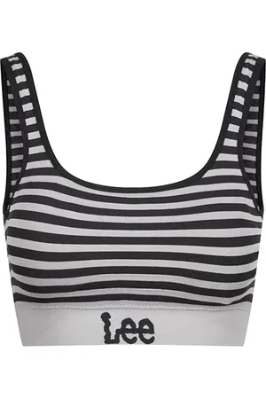 Lee Womens Seamless Crop Bra in Black Stripes |Soft, Stretchy & Comfortable Crop Top with Moisture Wicking Technology | Thick Straps and Removable Pads