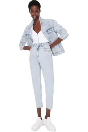 Trendyol Women High Waist Straight Leg Mom Jeans