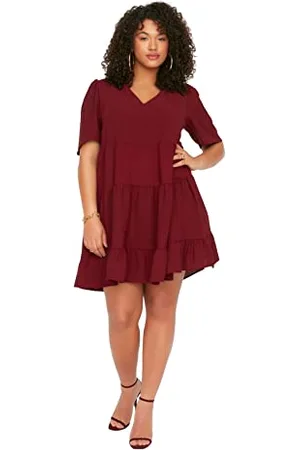 Trendyol Women Plus Size Mini A-line Relaxed fit Woven Plus Size Dress