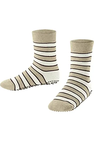 Falke Unisex Kids Simple Stripes K HP Cotton Grips On Sole 1 Pair Grip socks, Beige (Sand Melange 4650) new - eco-friendly, 5.5-8