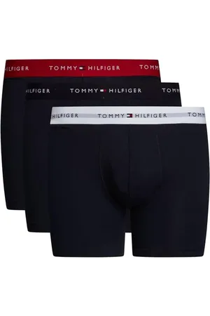 Tommy Hilfiger Men’s 3 Pack Cotton Boxer Briefs, Multicolor (Primary Red/White/Desert Sky), M