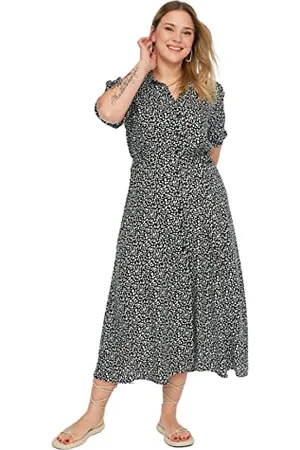 Trendyol Women Plus Size Maxi A-line Relaxed fit Woven Plus Size Dress