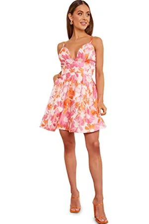 Chi Chi London Chi London Womens Sleeveless Plunge Floral Midi in Dress, , 16 UK