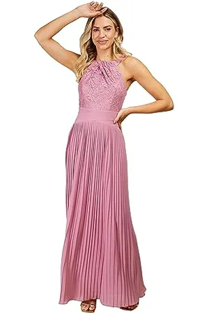 Little Mistress Lace and Pleated Hem Maxi Dress, 16