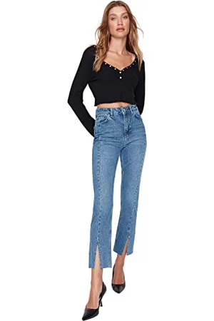 Trendyol Women High Waist Flare Leg Straight Jeans