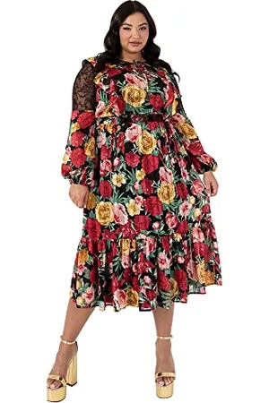 Lovedrobe Womens Plus Size Dress Ladies Midi Evening Roses Size 16