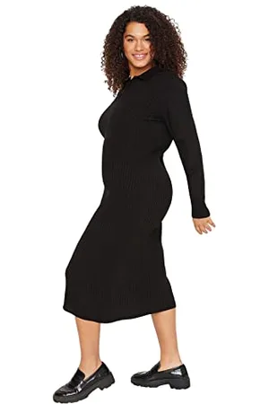 Trendyol Women Plus Size Midi Bodycon Regular fit Knitwear Plus Size Dress, ,3XL
