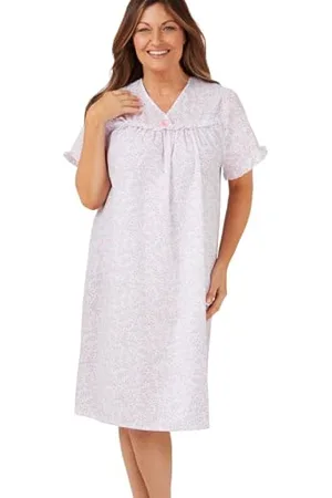 Marlon Womens Carlotta Easy-Care Frill Trim Woven Nightdress, , 20-22
