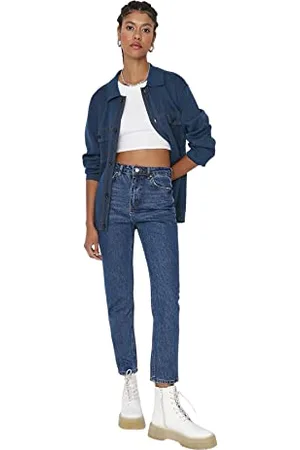 Trendyol Women High Waist Straight Leg Mom Jeans