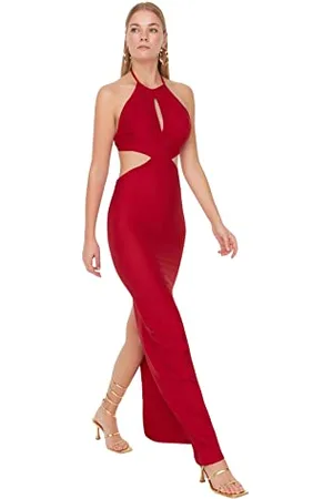 Trendyol Women Glam Maxi Shift Fitted Woven Evening Dress