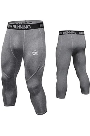 MEETWEE Men’s Compression Leggings 3/4, Running Tights Sports Pants Cool Dry Base Layer Bottom for Workout Training Jogging