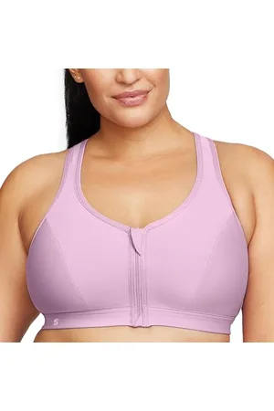 Glamorise Full Figure Plus Size Zip Up Front-Closure Sports Bra Wirefree #9266