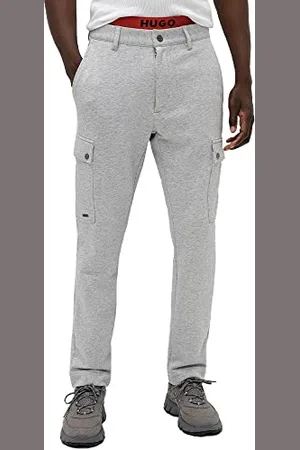 HUGO BOSS Mens Glian223 Slim-fit Cargo Trousers in Super-Flex Melange Cotton