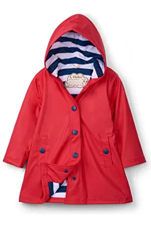 Hatley Girls Splash Rain Jacket, Red (Red/Navy), 10 Years