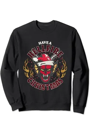 Stranger Things Christmas Hellfire Club Logo Santa Hat Fire Sweatshirt