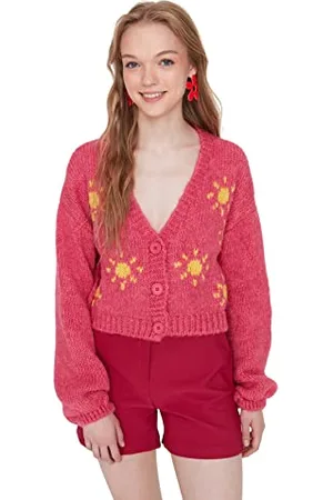 Trendyol Women Young Regular Basic V Neck Knitwear Cardigan