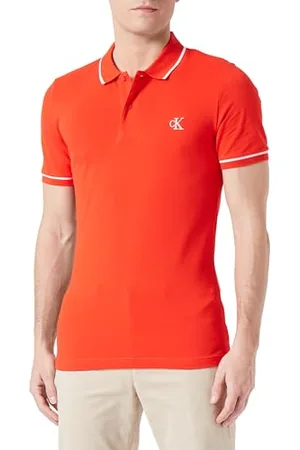 Calvin Klein Men Polo Shirt Short Sleeve, Red , XS
