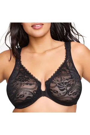 Glamorise Full Figure Plus Size Wonderwire Front-Closure Stretch Lace Bra Underwire #9245