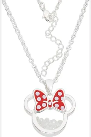Disney Minnie Plated October Brass with Red enamel Bow Birthstone Floating Stone Necklace CF00308SOCTL-Q.PH