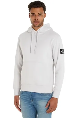 Calvin Klein Men Hoodie Badge, Grey , XL