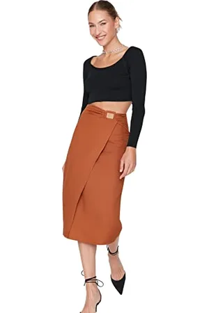 Trendyol Women Midi Pencil Skirt Pencil Skirt Woven Skirt